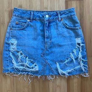 Topshop Distressed Jean Skirt - Petite 4